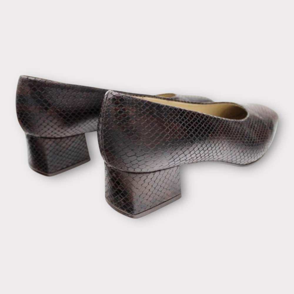 Vintage 90s Etienne Aigner Chunky Heel Snakeskin Leather Pumps US Size 7.5 - Picture 8 of 10
